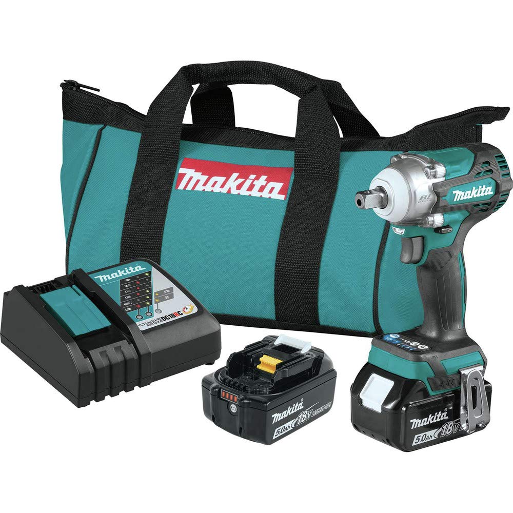 Makita XWT15T 18V LXT® Lithium-Ion Brushless Cordless 4-Speed 1/2" Sq. Drive Impact Wrench Kit w/Detent Anvil (5.0Ah)