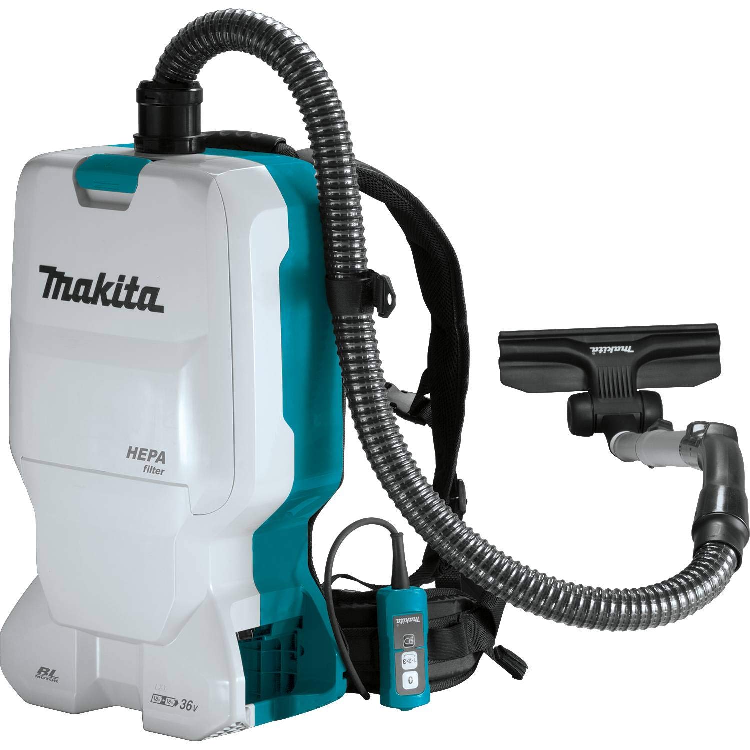 Makita XCV17Z 18V X2 LXT® Lithium-Ion (36V) Brushless Cordless 1.6 Gallon HEPA Filter Backpack Dry Vacuum, Tool Only