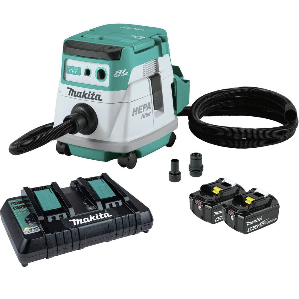Makita XCV21PTX 36V (18V X2) LXT® Brushless 2.1 Gallon HEPA Filter Dry Dust Extractor Kit (5.0Ah)