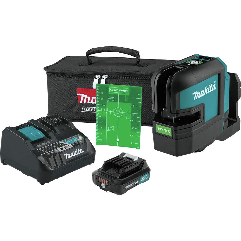 Makita SK105GDNAX 12V max CXT® Lithium-Ion Cordless Self-Leveling Cross-Line Green Beam Laser Kit (2.0Ah)