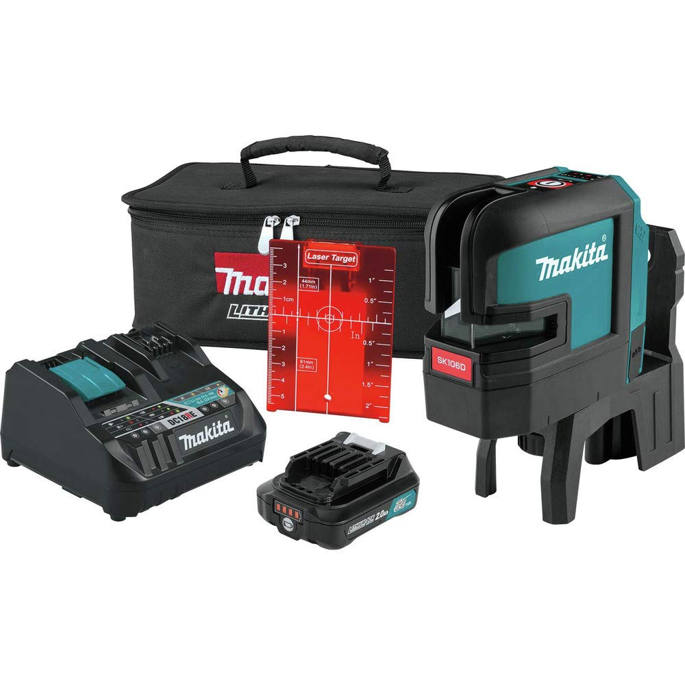 Makita SK106DNAX 12V max CXT® Lithium-Ion Cordless Self-Leveling Cross-Line/4-Point Red Beam Laser Kit (2.0Ah)