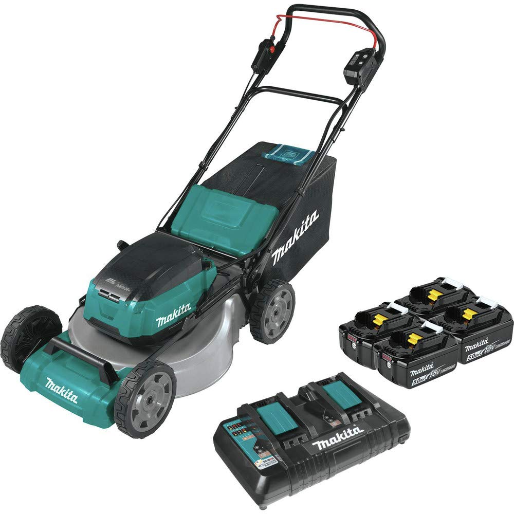 Makita XML07PT1 36V (18V X2) LXT® Brushless 21" Commercial Lawn Mower Kit with 4 Batteries (5.0Ah), Teal