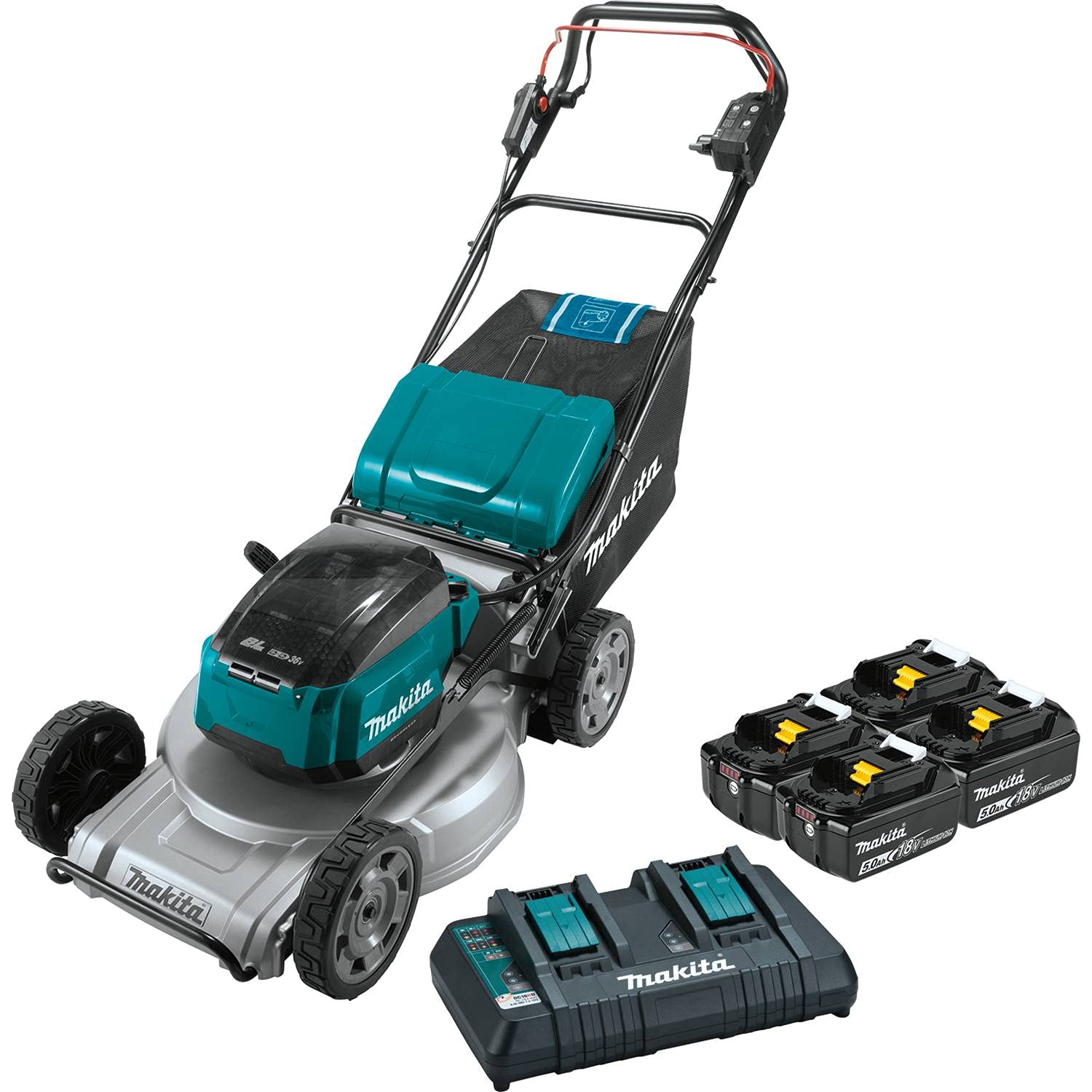 Makita XML09PT1 36V (18V X2) LXT® Brushless 21" Self-Propelled Commercial Lawn Mower Kit with 4 Batteries (5.0Ah)