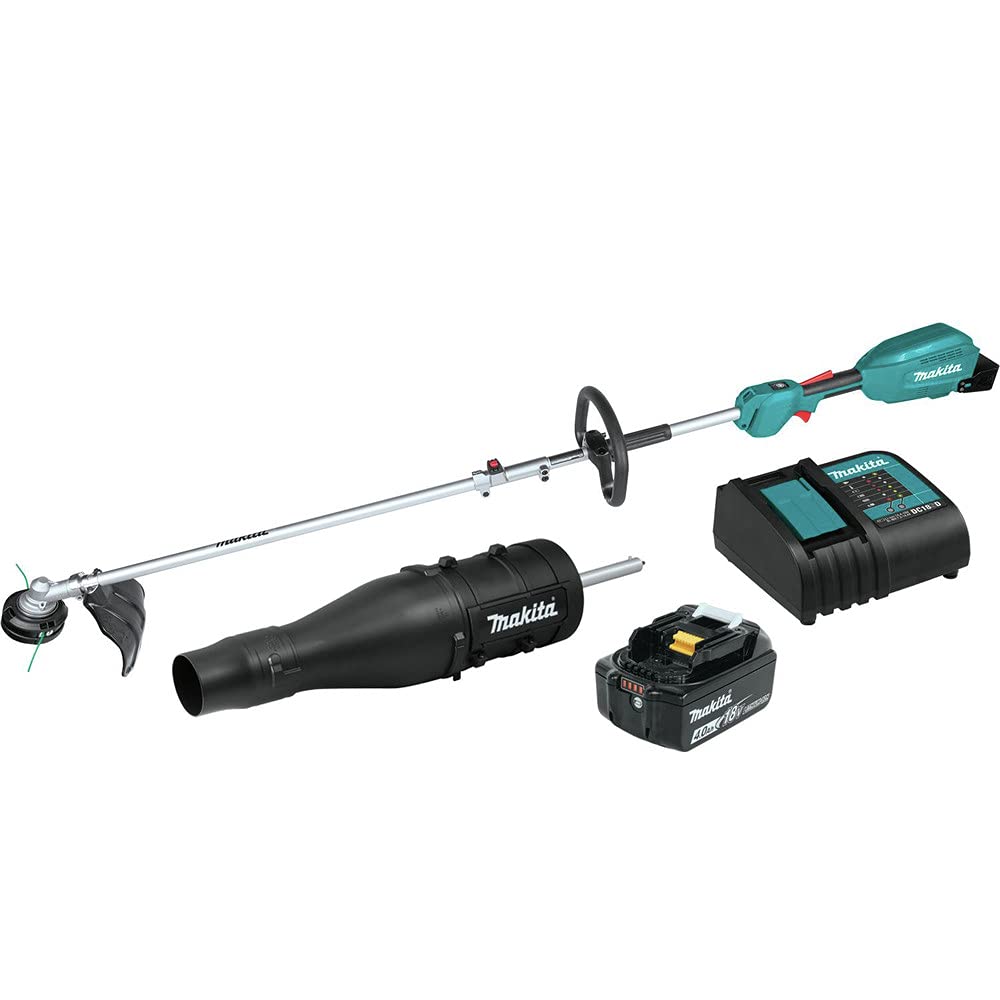 Makita XUX02SM1X3 18V LXT® Lithium-Ion Brushless Cordless Couple Shaft Power Head Kit w/ 13" String Trimmer & Blower Attachments (4.0Ah)