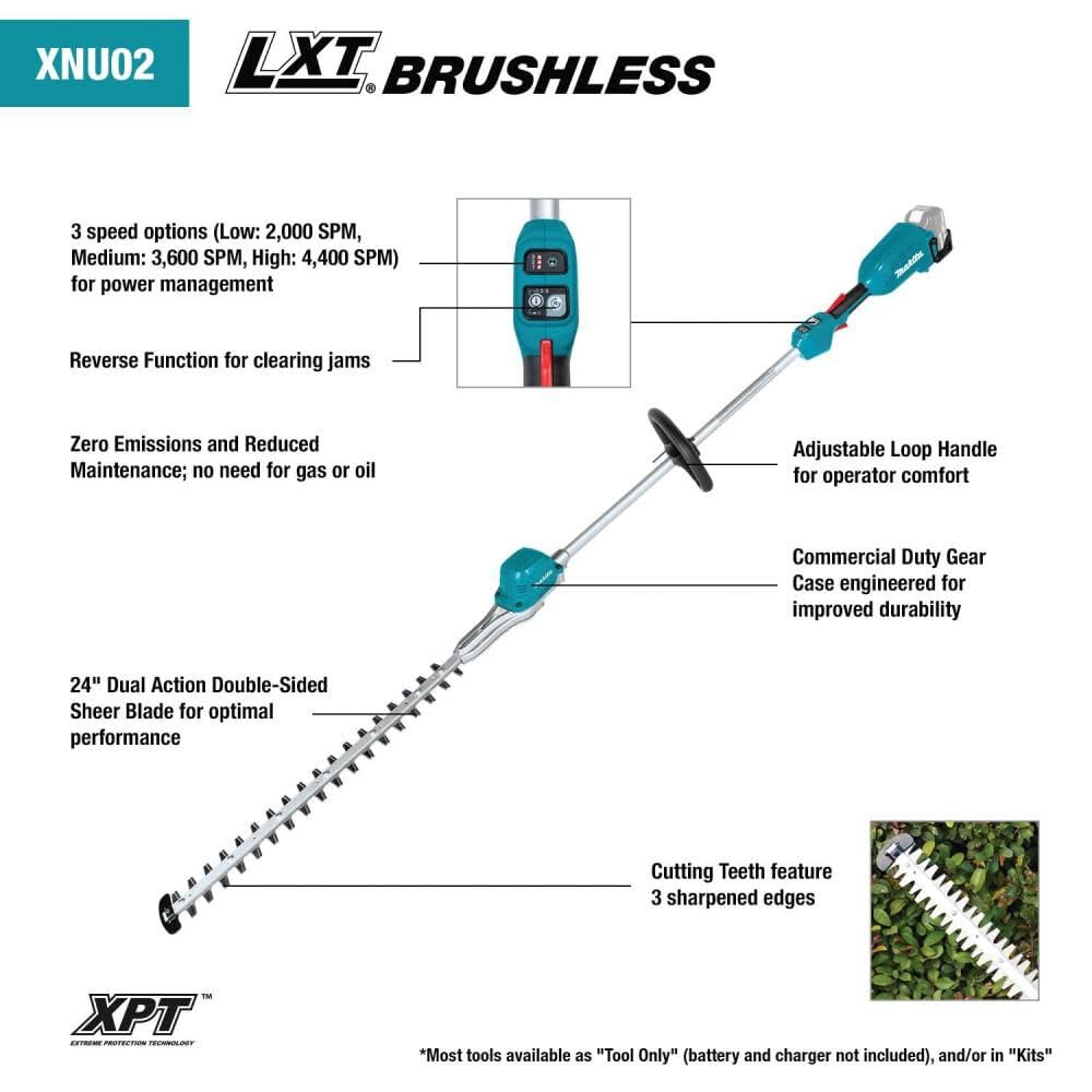 1943-makita-xnu02t-lithium-ion-brushless-cordless-5.0ah-18v-lxt-24-pole-hedge-trimmer-kit-teal-8.jpg Makita XNU02T Lithium-Ion Brushless Cordless (5.0Ah) 18V LXT 24" Pole Hedge Trimmer Kit, Teal
