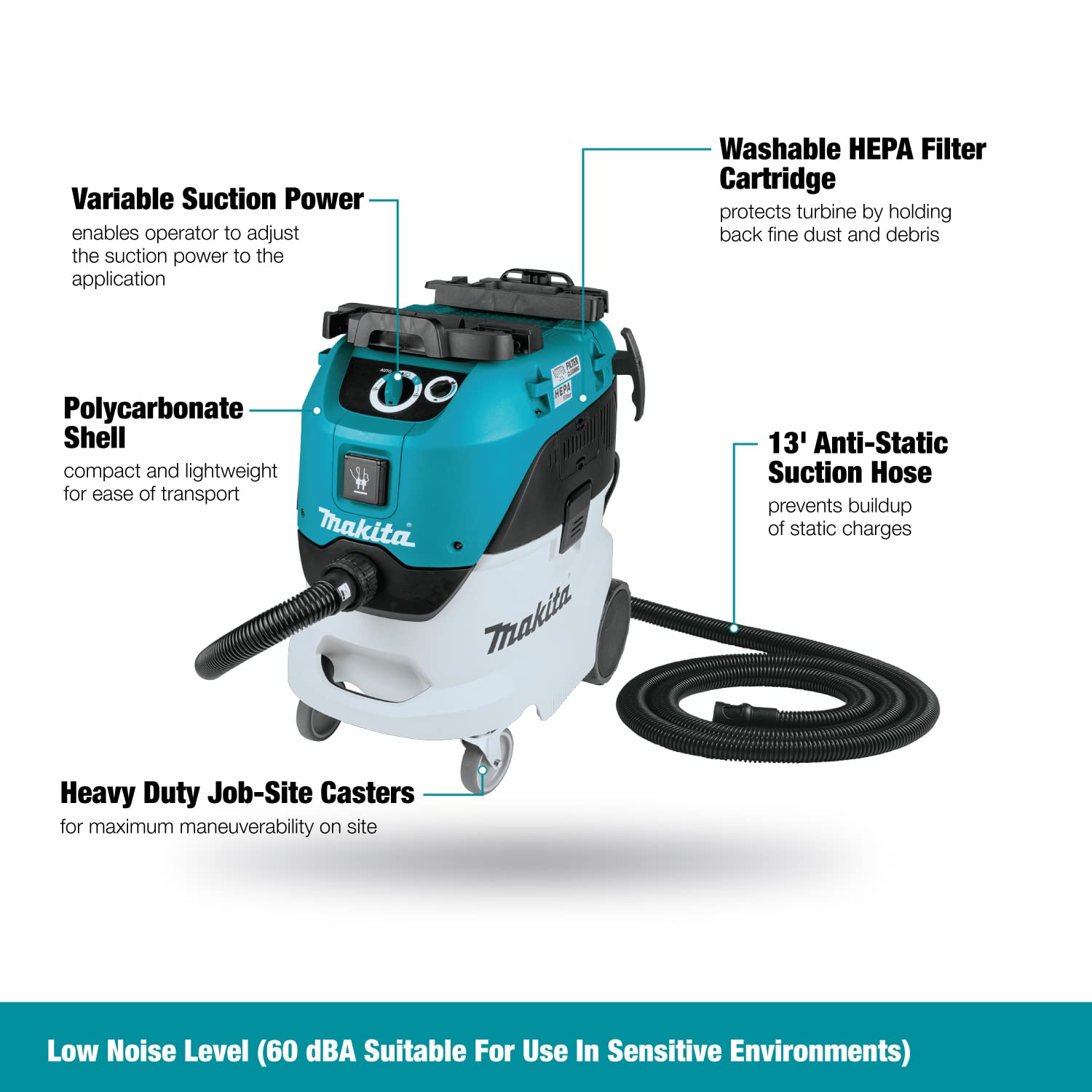 Makita VC4210L 11 Gallon Wet/Dry HEPA Filter Dust Extractor/Vacuum