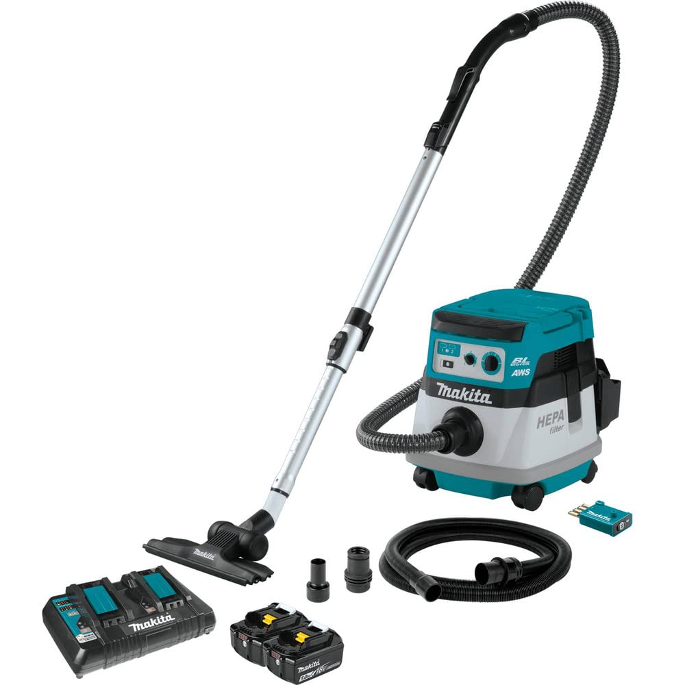Makita XCV22ZU 36V (18V X2) LXT® Brushless 2.1 Gallon HEPA Filter Dry Dust Extractor/Vacuum, AWS®, Tool Only