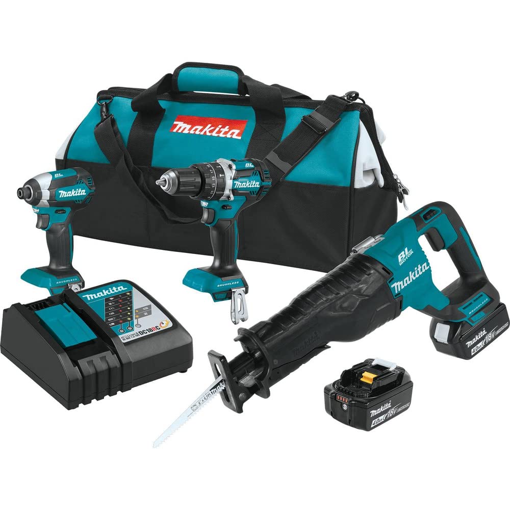 Makita XT328M 4.0 Ah 18V LXT Lithium-Ion Brushless Cordless Combo Kit, 3 Piece