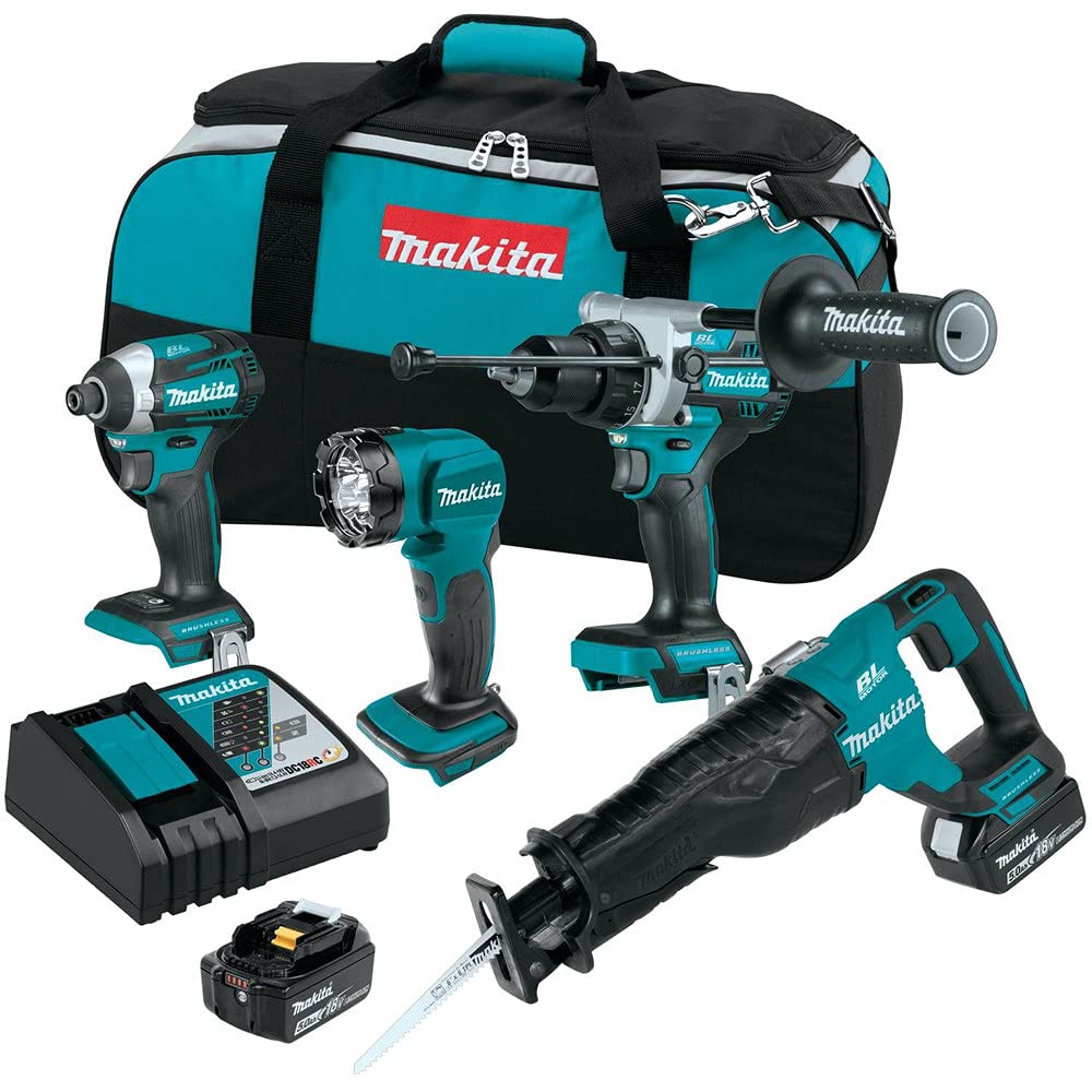 Makita XT453T 18V LXT® Lithium-Ion Brushless Cordless 4-Pc. Combo Kit (5.0Ah)