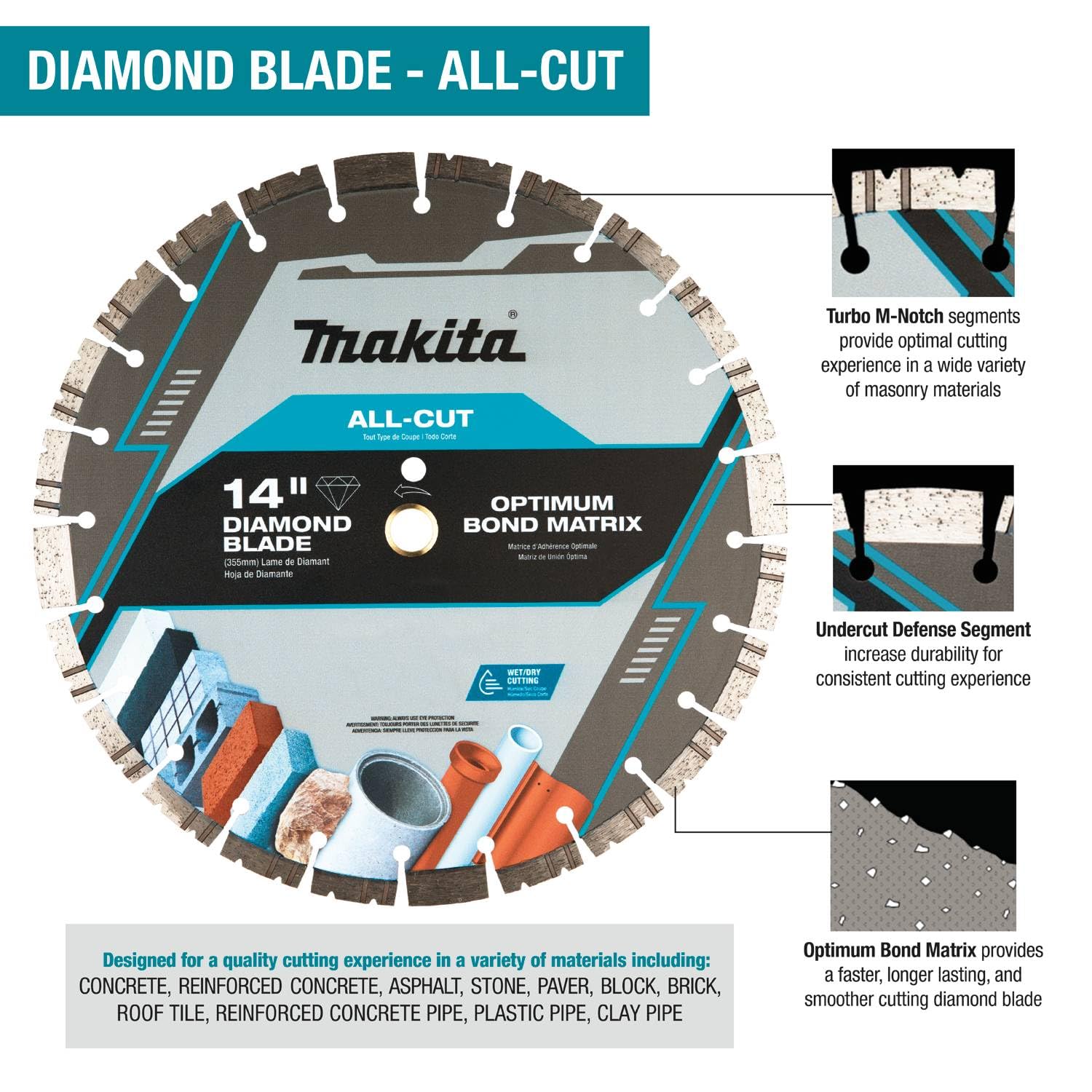 Makita E-23341 14" All-Cut Diamond Blade, Segmented, General Purpose
