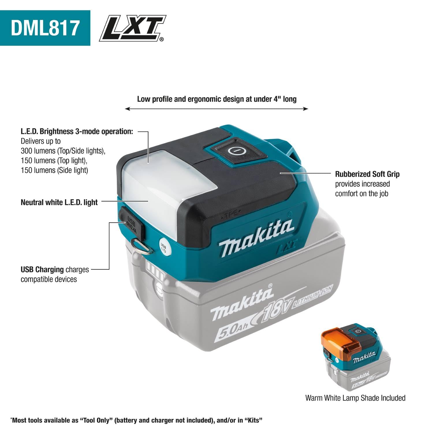 Makita DML817 18V LXT® Compact L.E.D. Flashlight, Flashlight Only