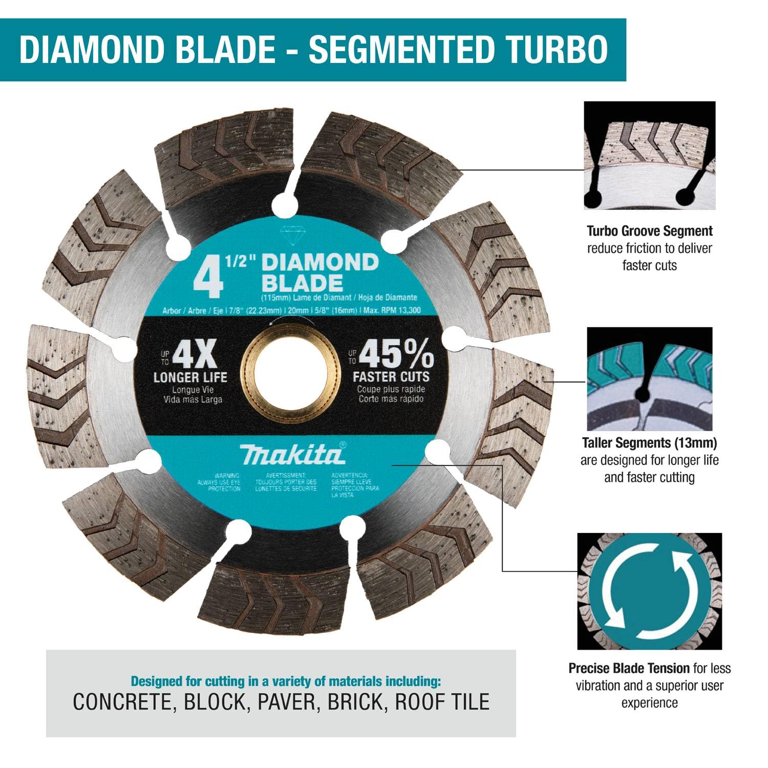 Makita E-23335 7" Diamond Blade, Segmented Turbo, General Purpose