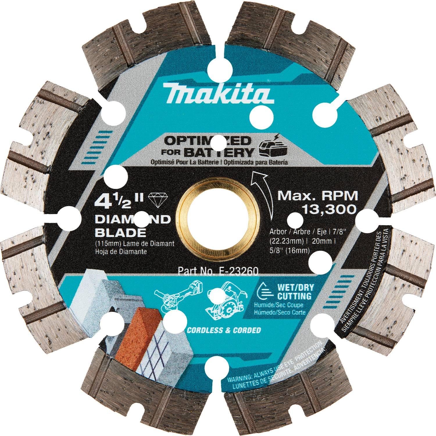 Makita E-23260 4-1/2" Thin Kerf Diamond Blade, Segmented, General Purpose