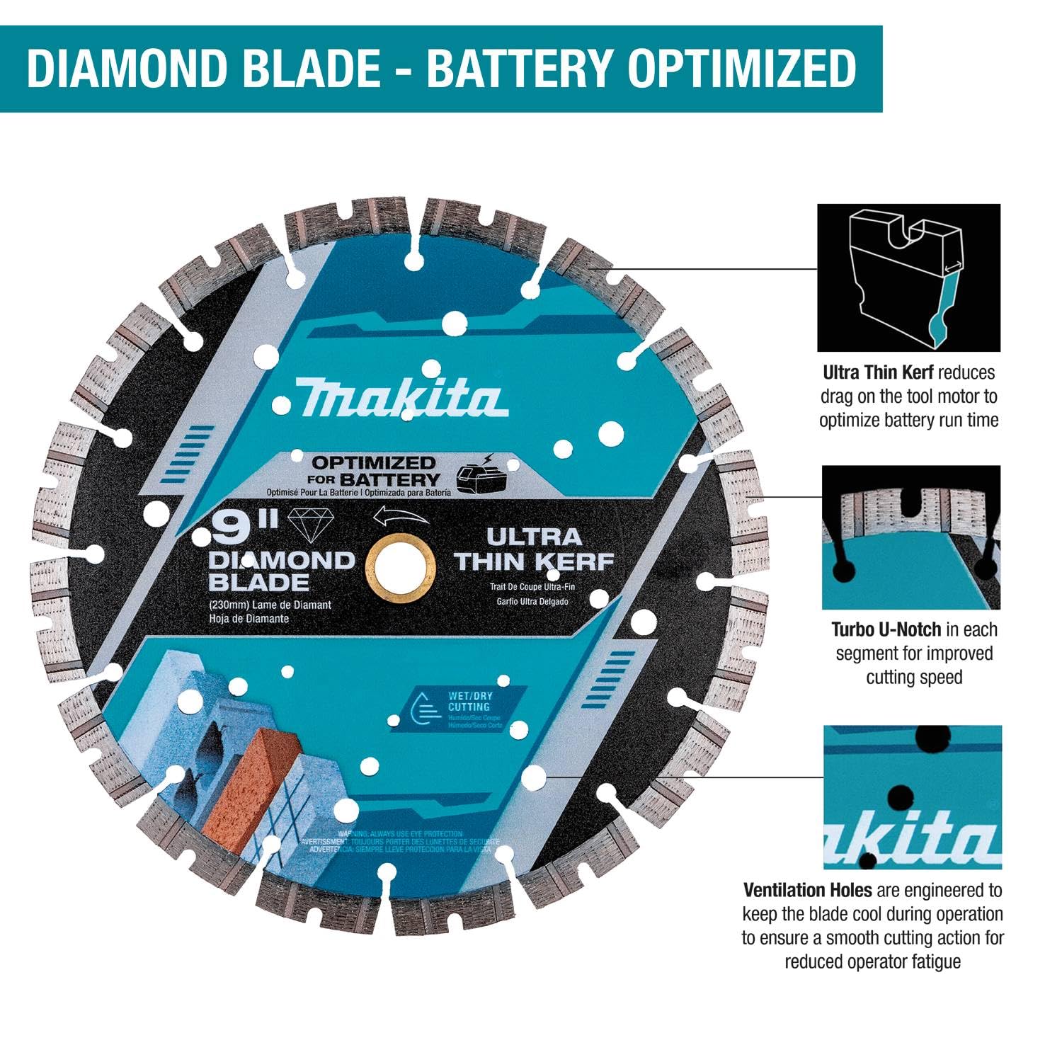 Makita E-23260 4-1/2" Thin Kerf Diamond Blade, Segmented, General Purpose