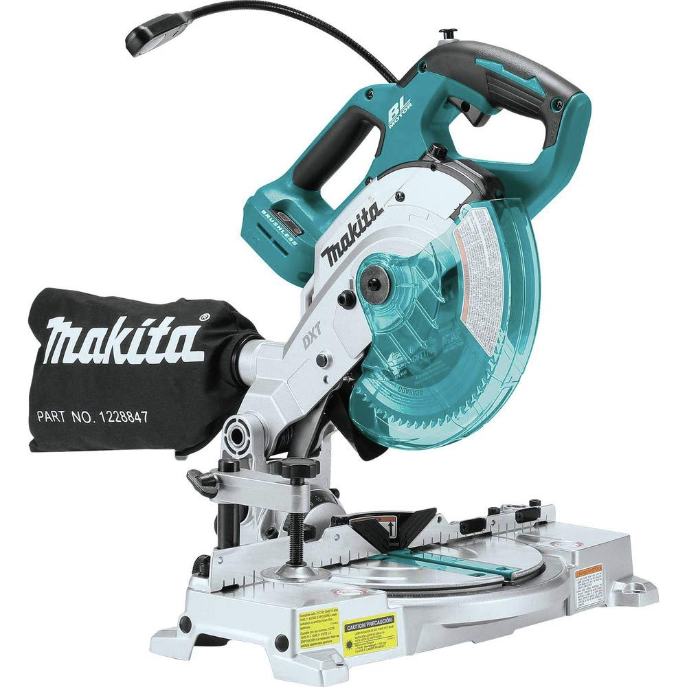 Makita XSL05Z 18V LXT Lithium-Ion Brushless Cordless 6-1/2" COMPACT Dual-Bevel Compound Miter Saw with Laser, TOOL Only