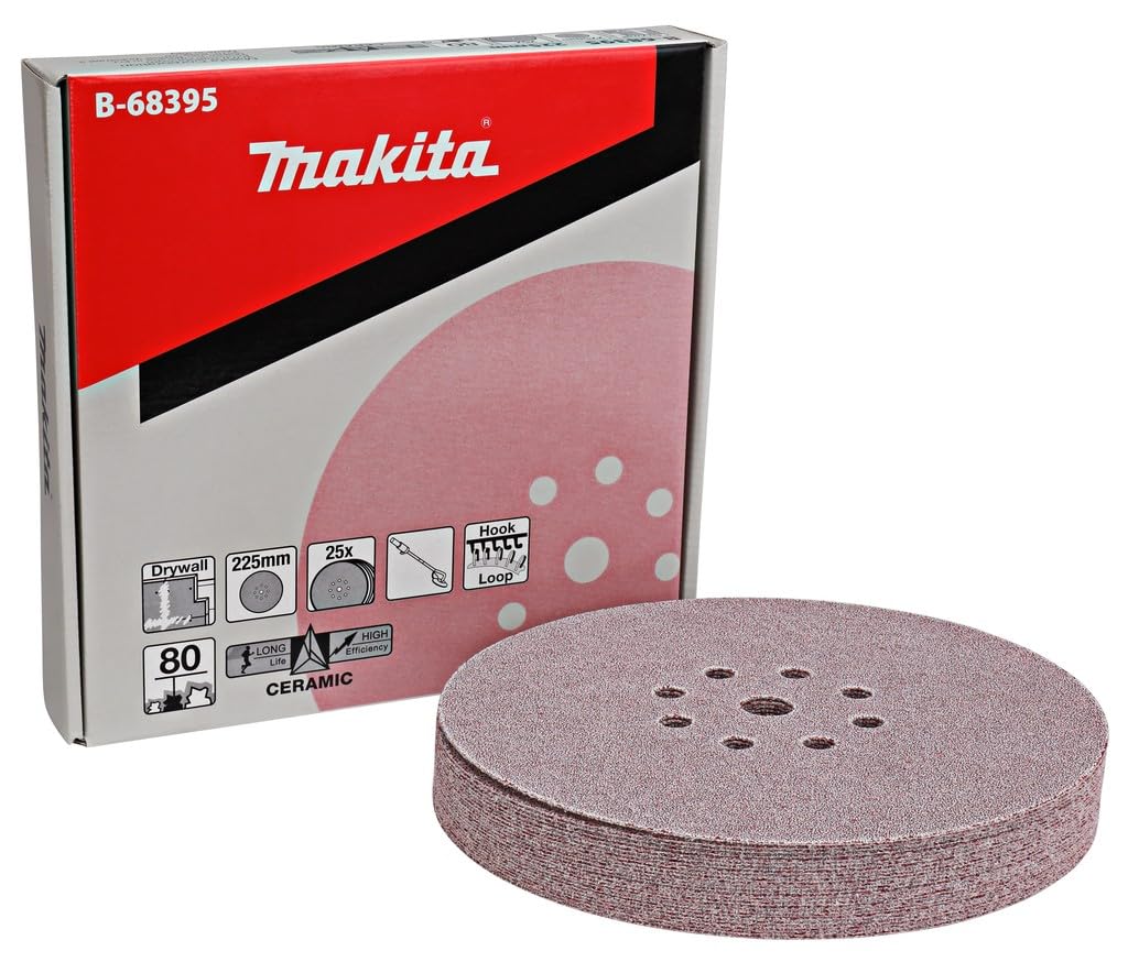 Makita B-68541 9" Round Abrasive Disc, Hook & Loop, 80 Grit, 25/pk