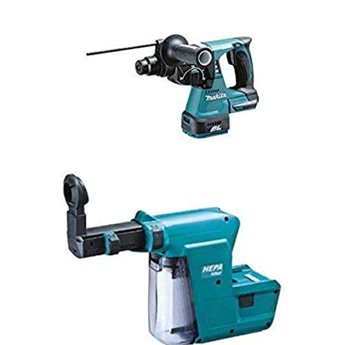 Makita XRH01Z 18V LXT Lithium-Ion Brushless Cordless 1-Inch Rotary Hammer, accepts SDS-PLUS bits (Tool Only) & DX01 Dust Extractor Attachment with HEPA Filter