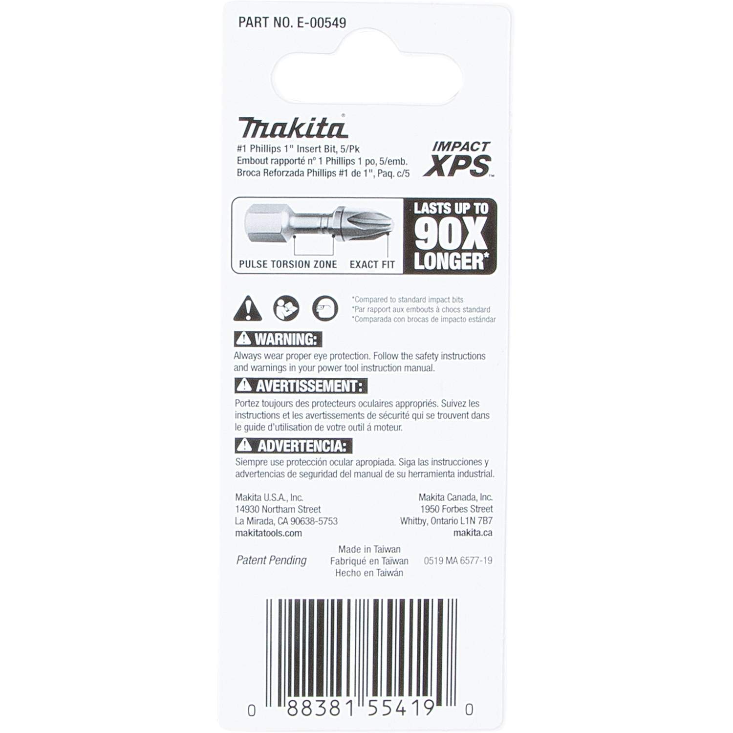 304-makita-e-00549-impact-xpstm-1-phillips-1-insert-bit-5-pk-6.jpg Makita E-00549 Impact XPS™ #1 Phillips 1" Insert Bit, 5/pk