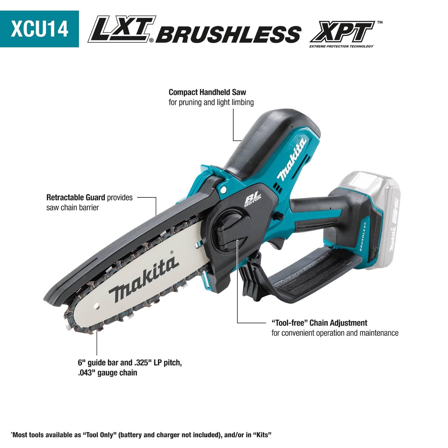 Makita XCU14SR1 18V LXT® Lithium-Ion Brushless Cordless 6" Pruning Saw Kit (2.0Ah)