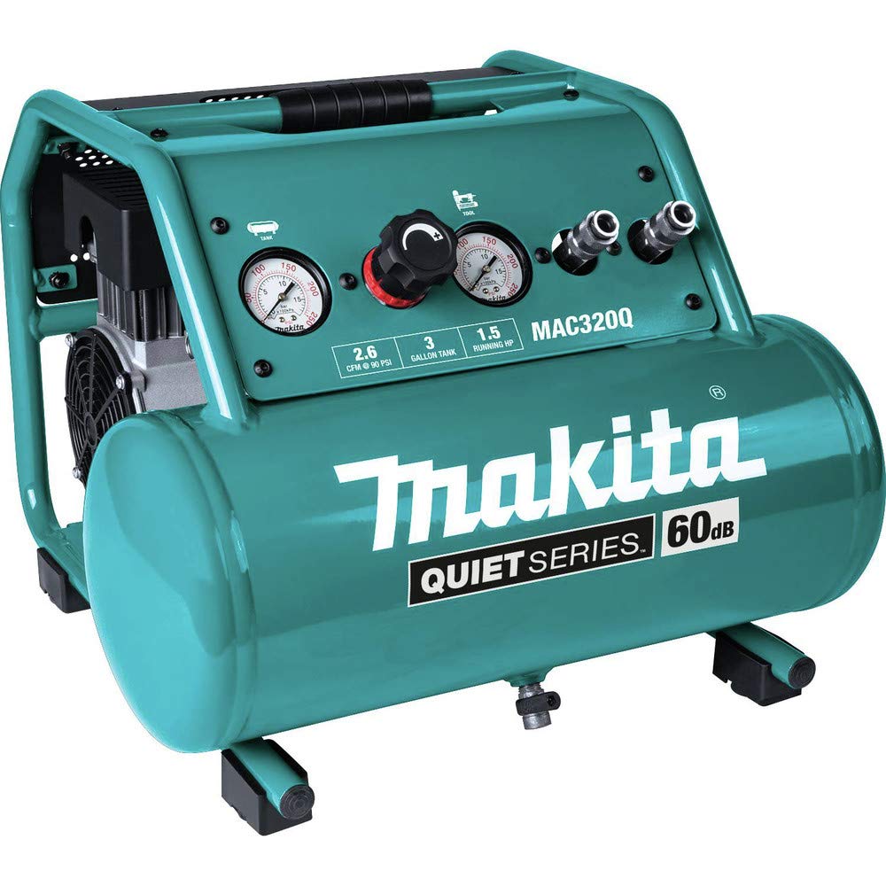 Makita MAC320Q Quiet Series 1-1/2 HP, 3 Gallon, Oil-Free, Electric Air Compressor