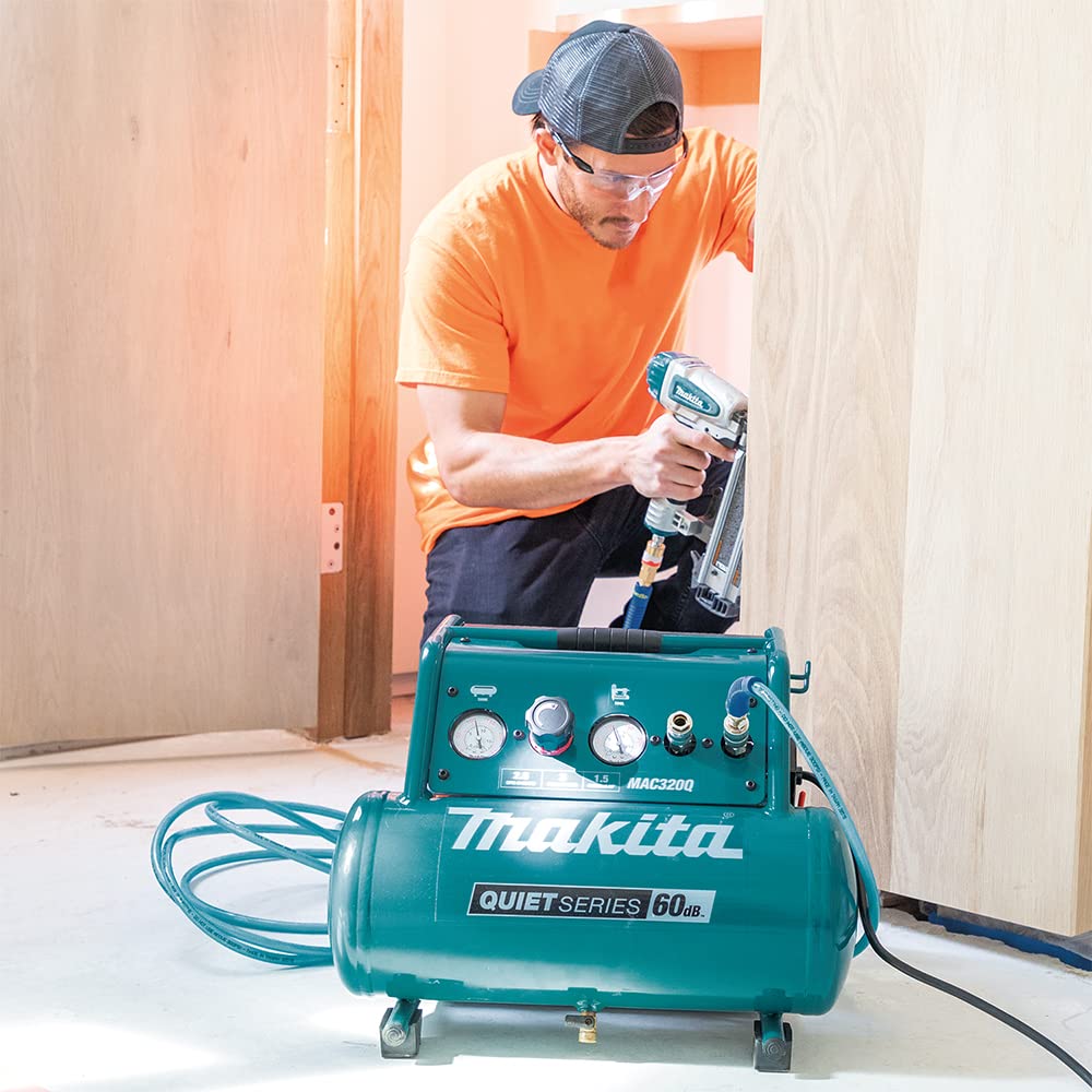 Makita MAC320Q Quiet Series 1-1/2 HP, 3 Gallon, Oil-Free, Electric Air Compressor