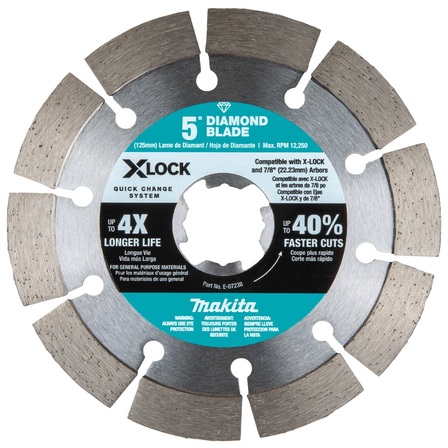 Makita E-07238 X-Lock 5" Segmented Diamond Blade for Masonry Cutting
