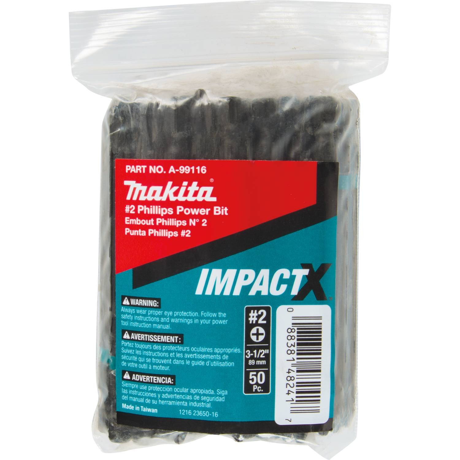 Makita A-99116 Impactx #2 Phillips 3-1/2″ Power Bit, 50 Pack, Bulk