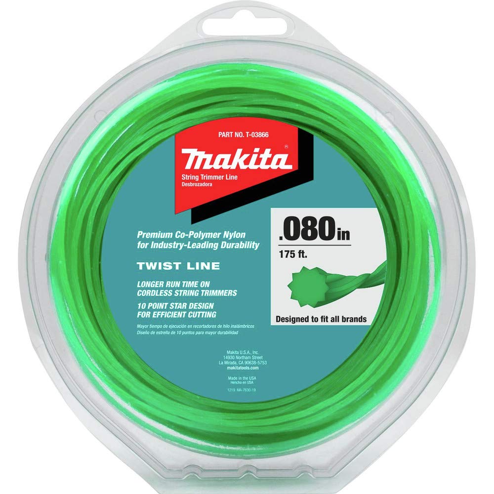 Makita T-03866 Twisted Trimmer Line, 0.080”, Green, 175’, 1/2 lbs.