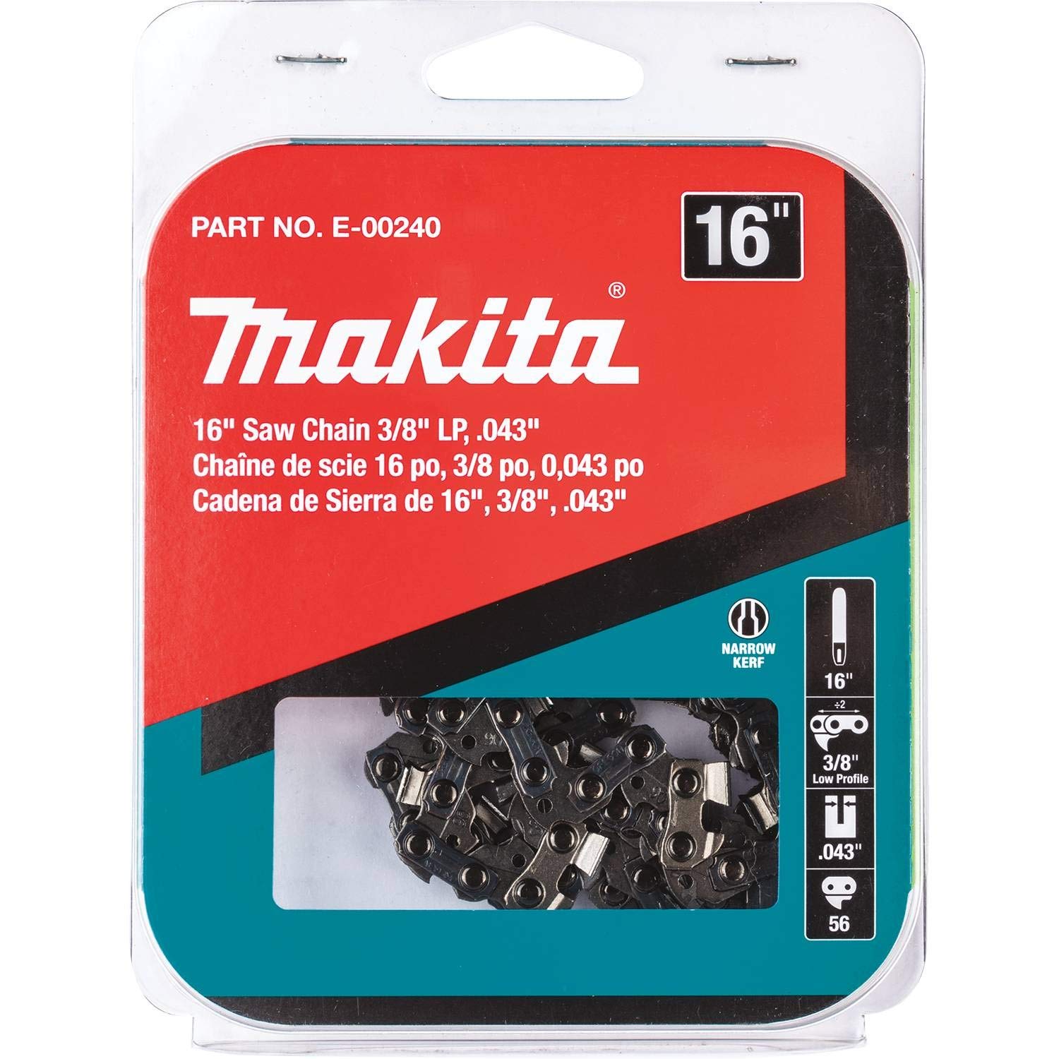 Makita E-00240 16" Saw Chain, 3/8ā LP, .043ā