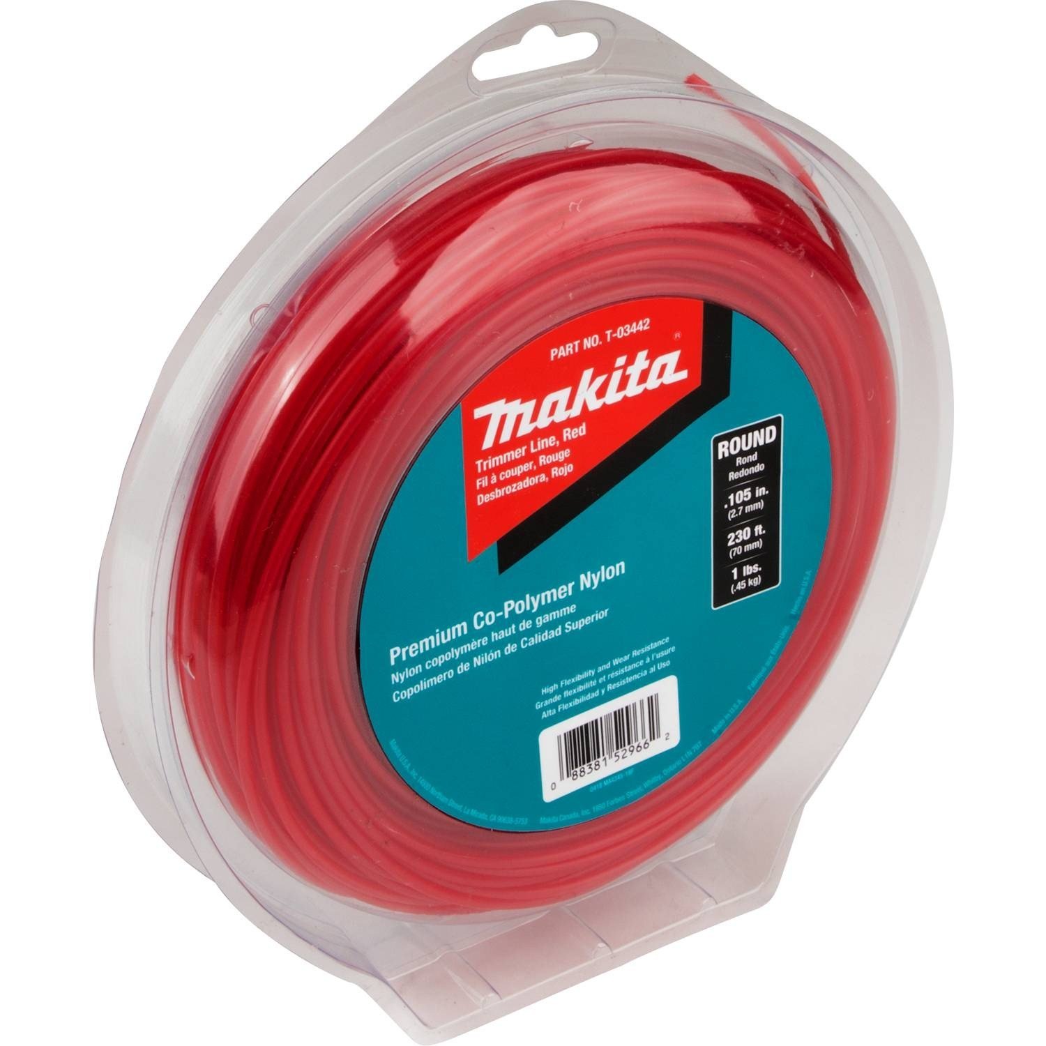 Makita T-03442 Round Trimmer Line, 0.105”, Red, 230’, 1 lbs.