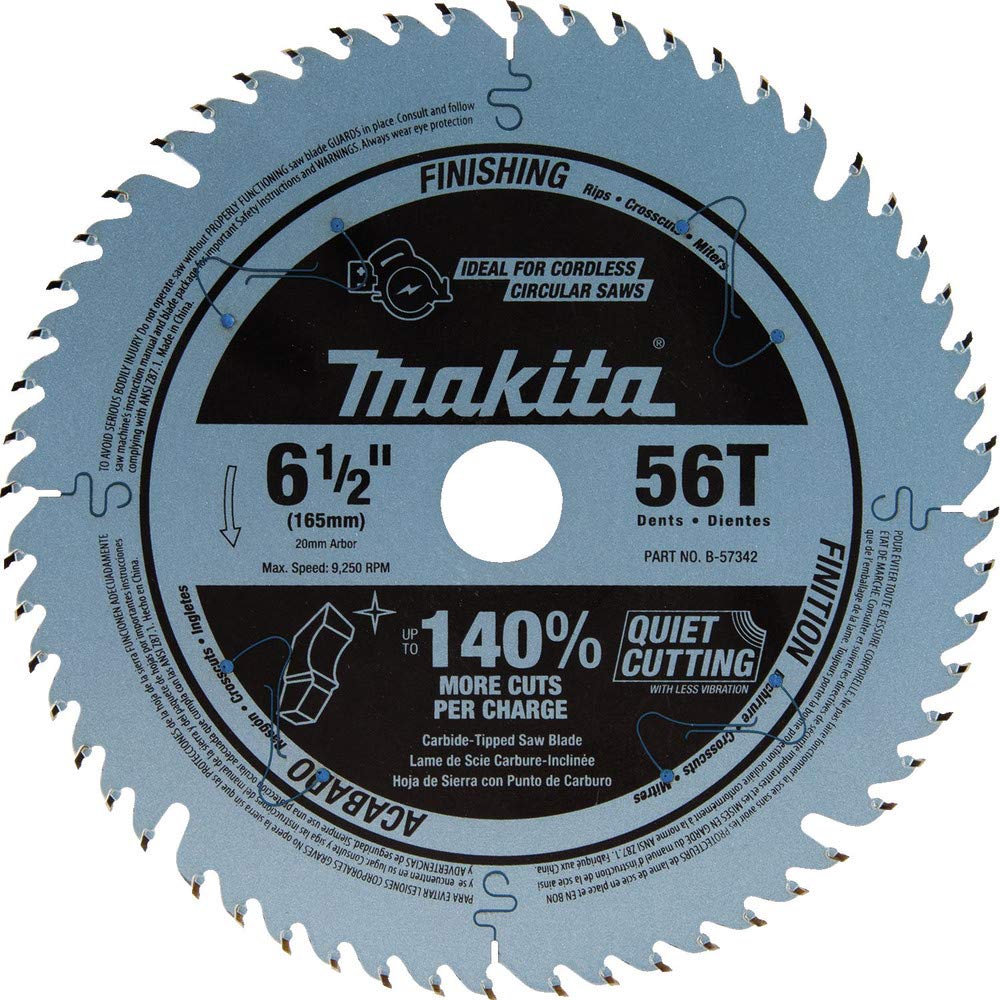 Makita B-57342 6-1/2" 56T Carbide-Tipped Cordless Plunge Saw Blade