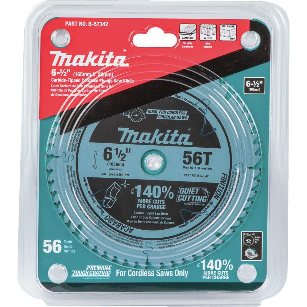 Makita B-57342 6-1/2" 56T Carbide-Tipped Cordless Plunge Saw Blade