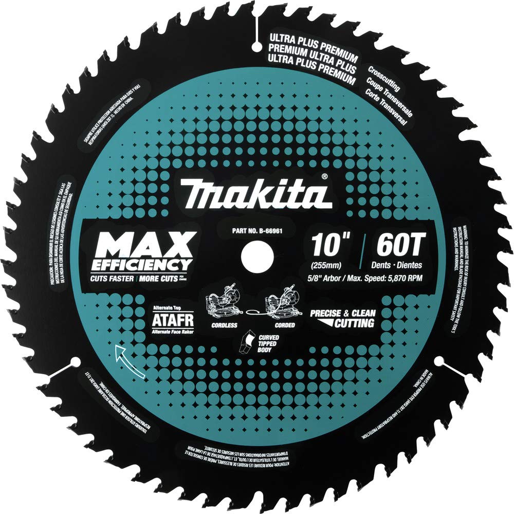 Makita B-66961 10" 60T Carbide-Tipped Max Efficiency Miter Saw Blade