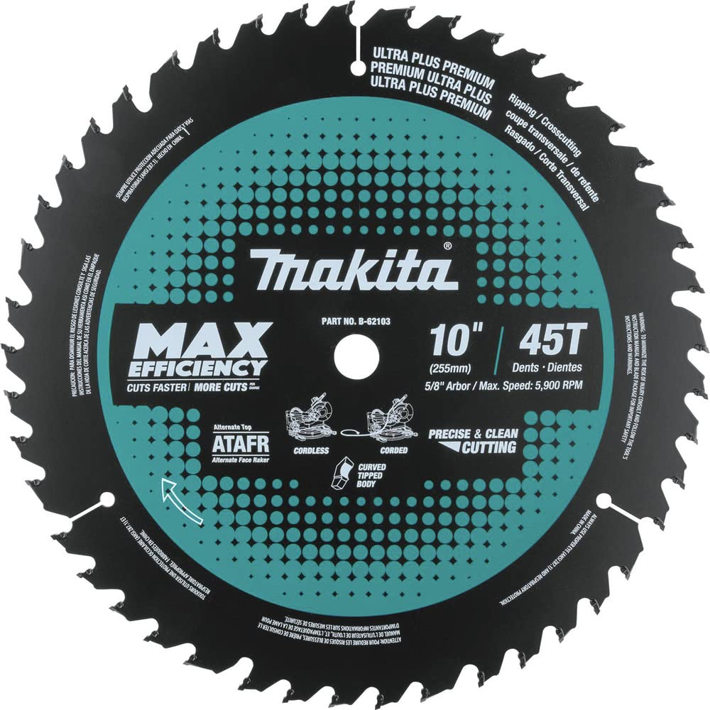 Makita B-62103 10" 45T Carbide-Tipped Max Efficiency Miter Saw Blade