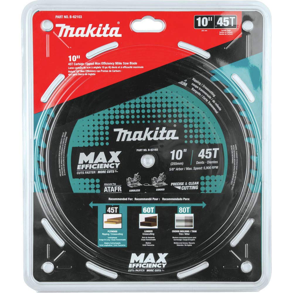Makita B-62103 10" 45T Carbide-Tipped Max Efficiency Miter Saw Blade