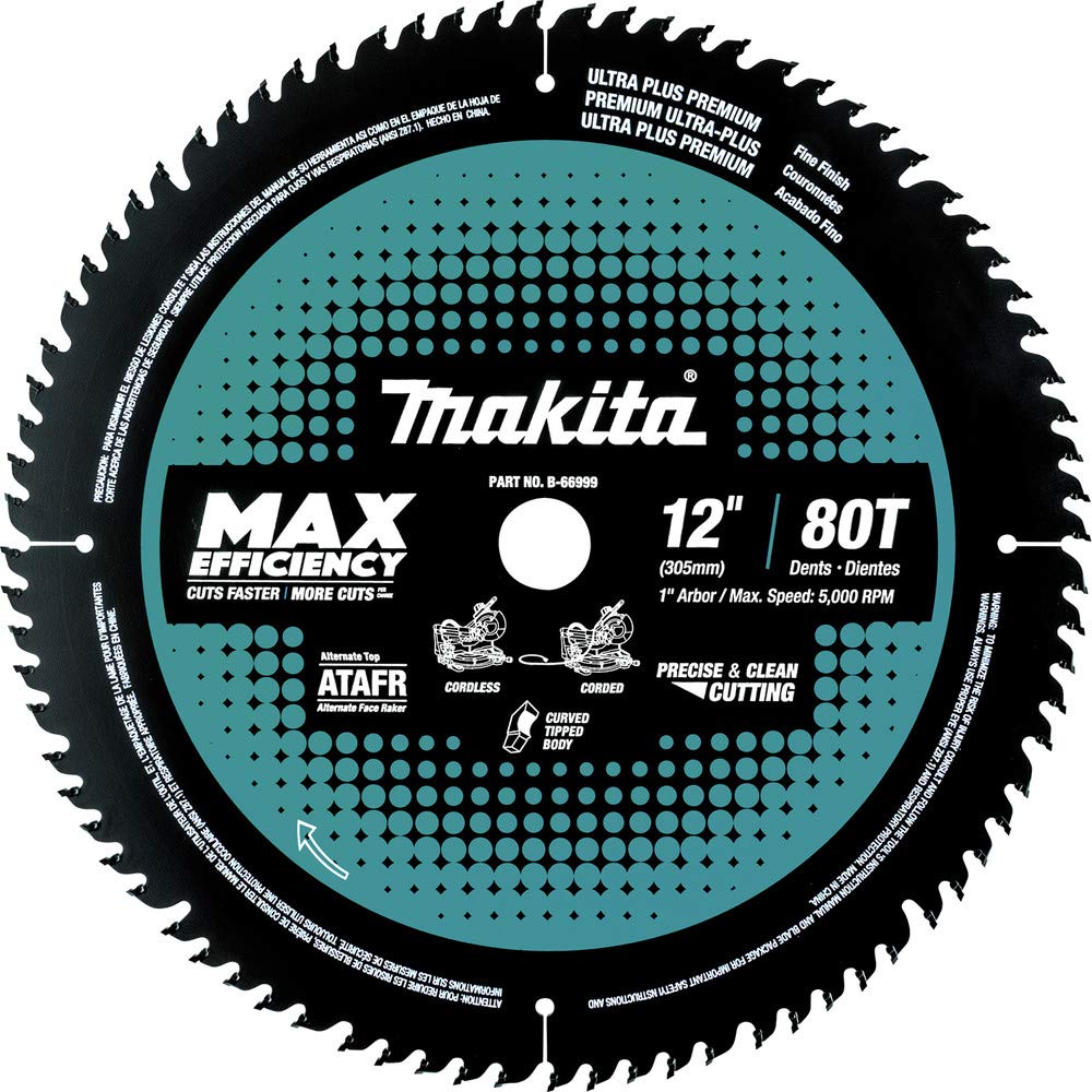 Makita B-66999 12" 80T Carbide-Tipped Max Efficiency Miter Saw Blade