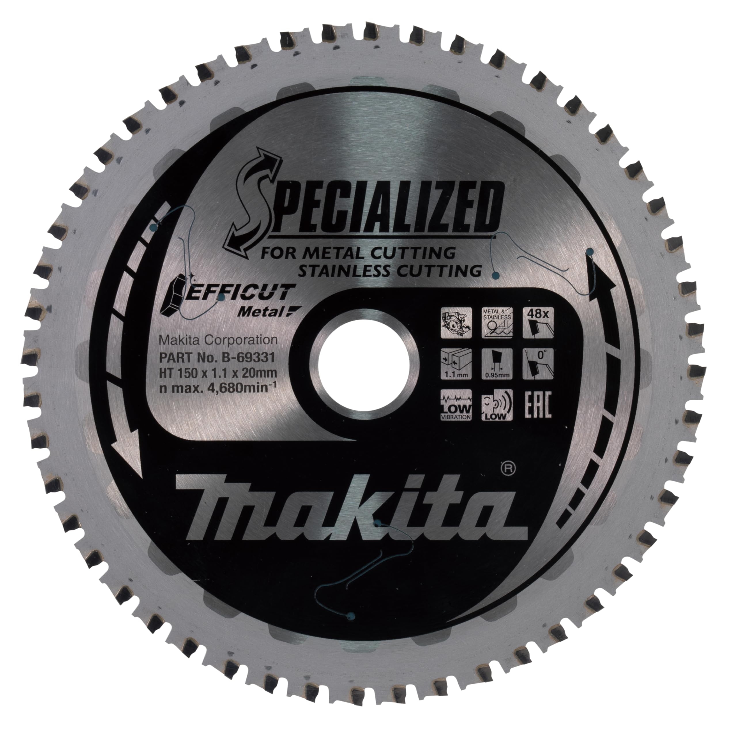 Makita B-69250 5-7/8" 48T Carbide-Tipped Max Efficiency Saw Blade, Thin Metal
