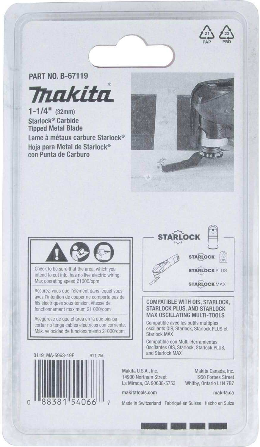 671-makita-b-67119-1-1-4-starlock-carbide-tipped-metal-blade-3.jpg Makita B-67119 1-1/4" Starlock® Carbide Tipped Metal Blade