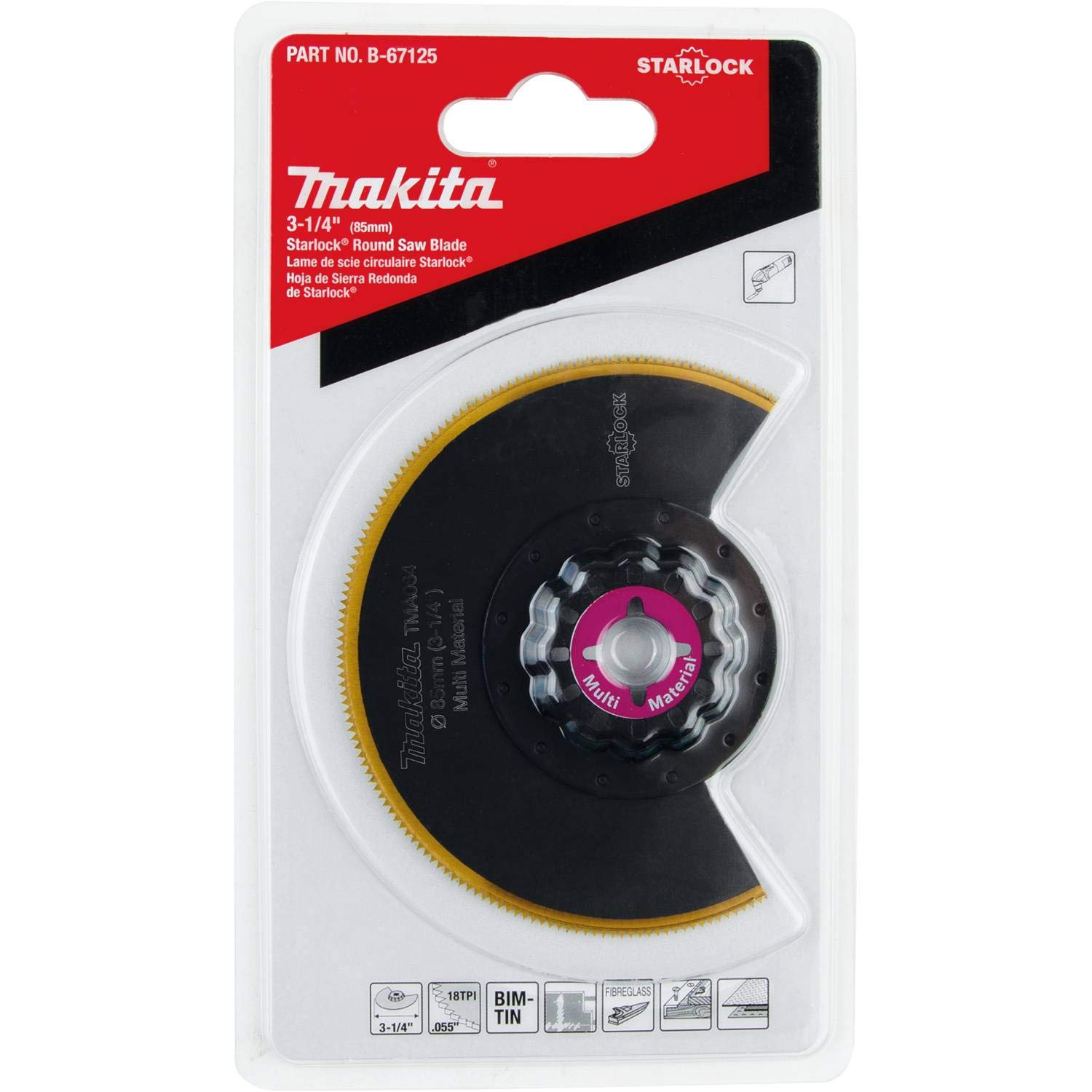 Makita B-67125 3-1/4" Starlock® Round Saw Blade (BiM-TiN), 18TPI