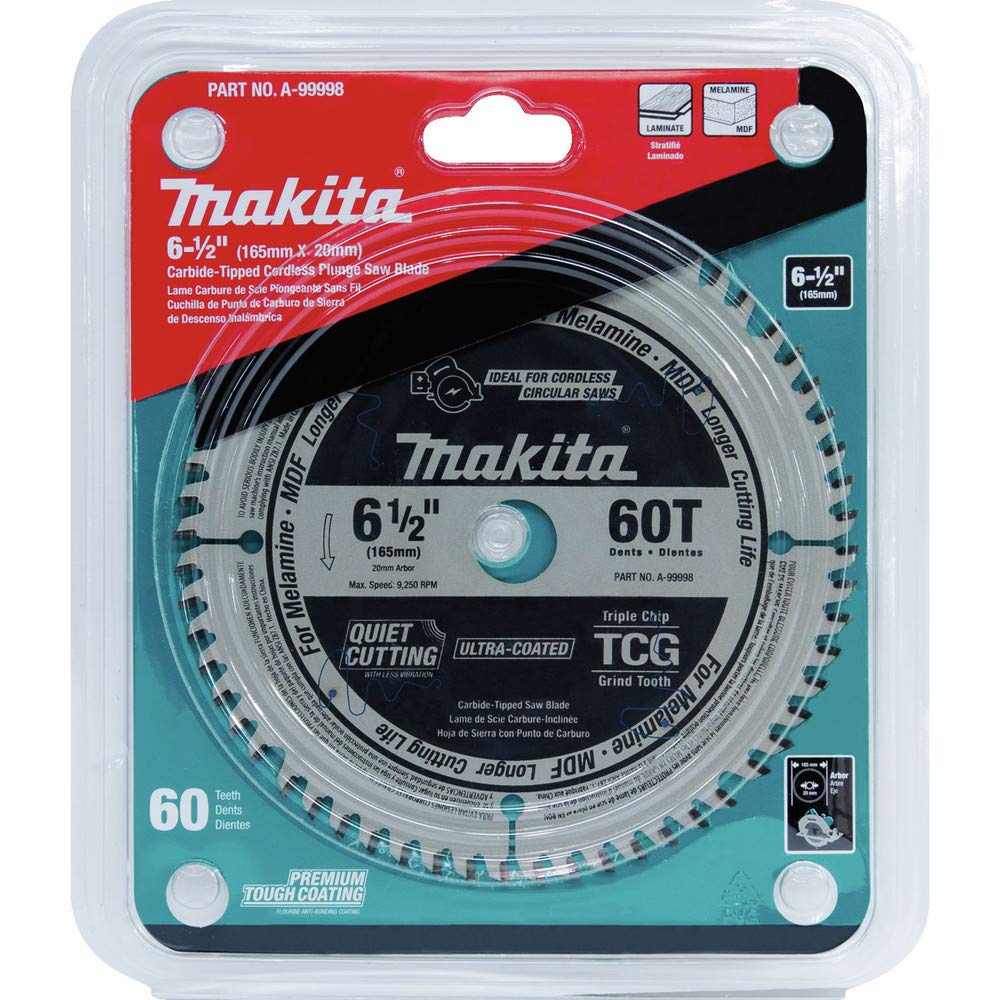 Makita A-99998 6-1/2" 60T (Tcg) Carbide-Tipped Cordless Plunge Saw Blade