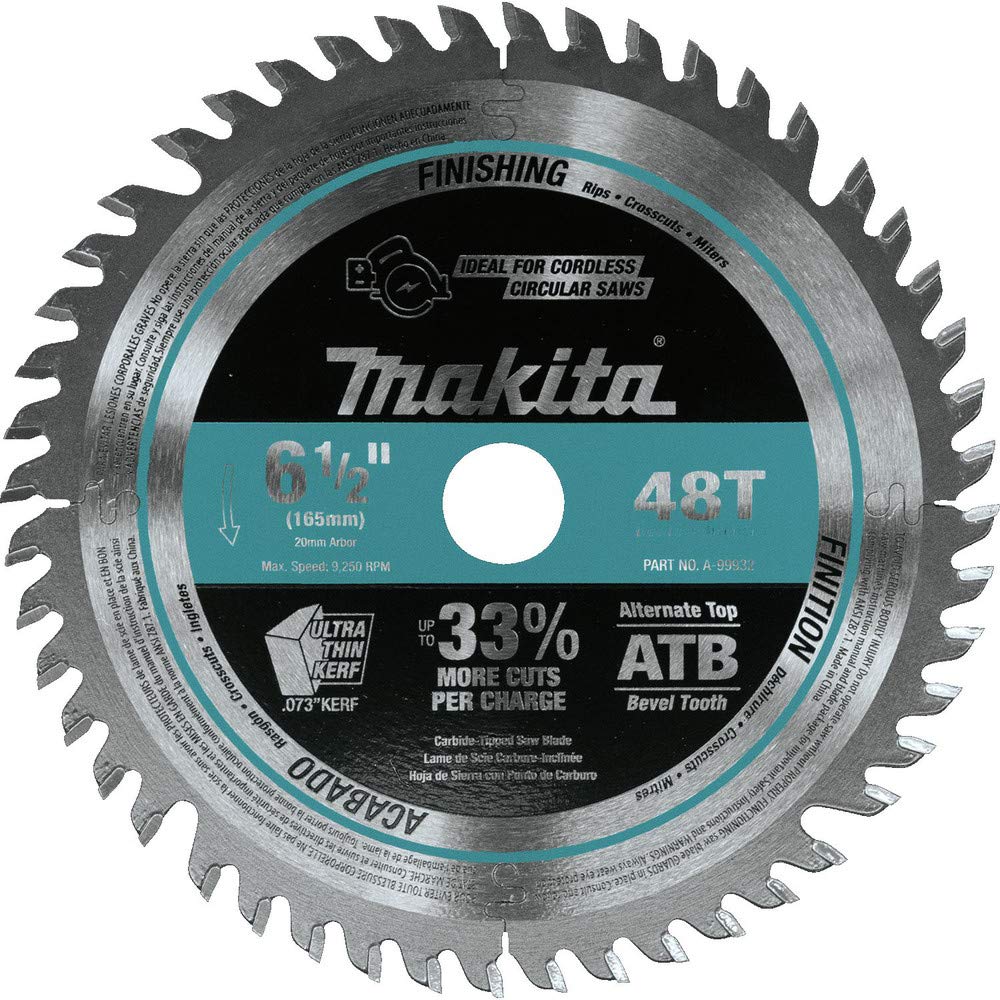 Makita A-99932 6-1/2" 48T Carbide-Tipped Cordless Plunge Saw Blade