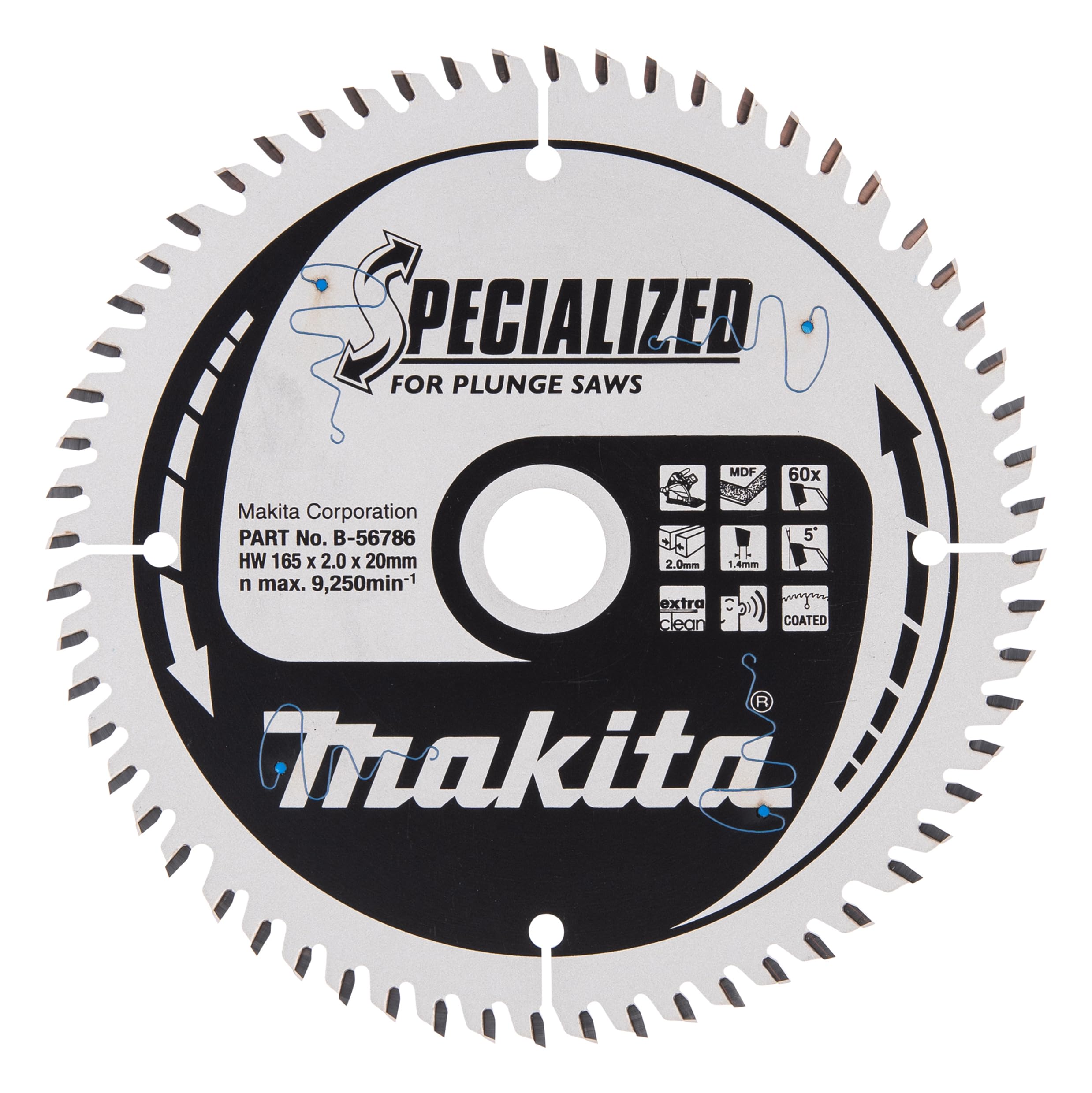 Makita A-99982 6-1/2" 60T (ATB) Carbide-Tipped Cordless Plunge Saw Blade
