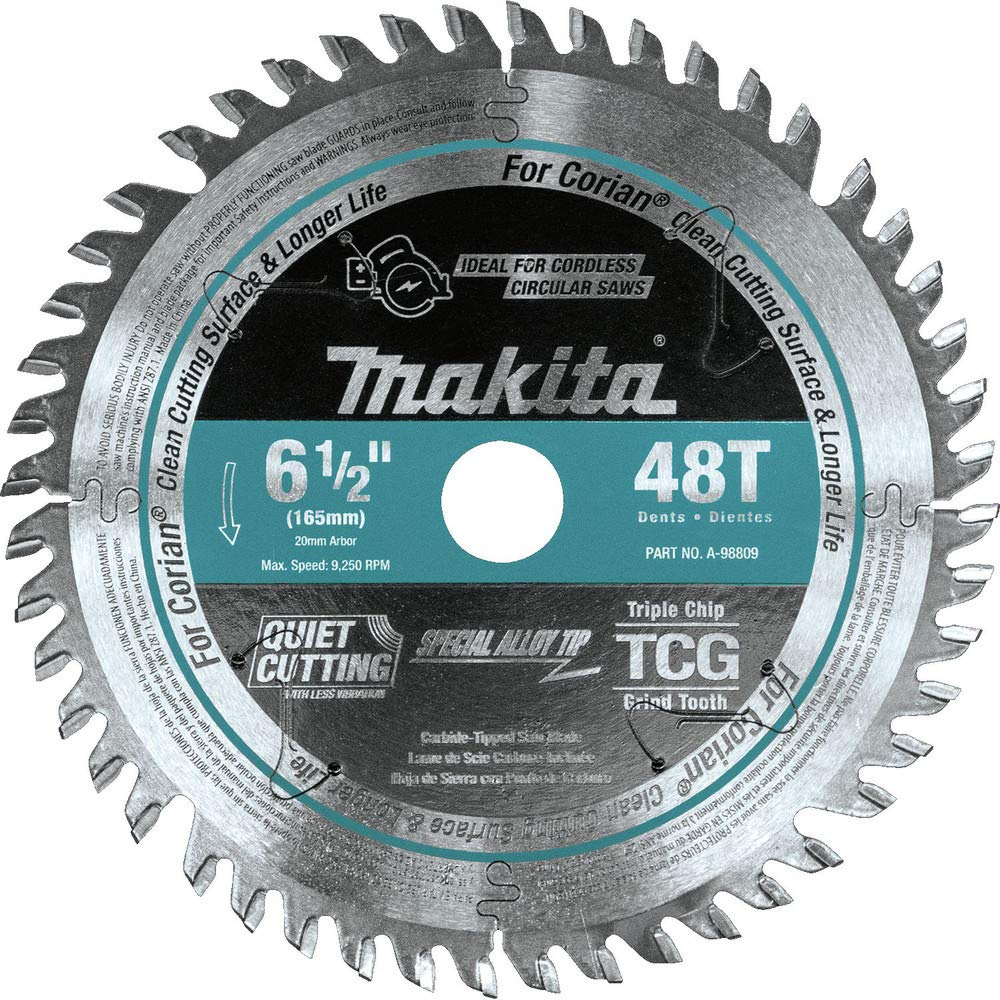 Makita A-98809 6-1/2" 48T Carbide-Tipped Cordless Plunge Saw Blade