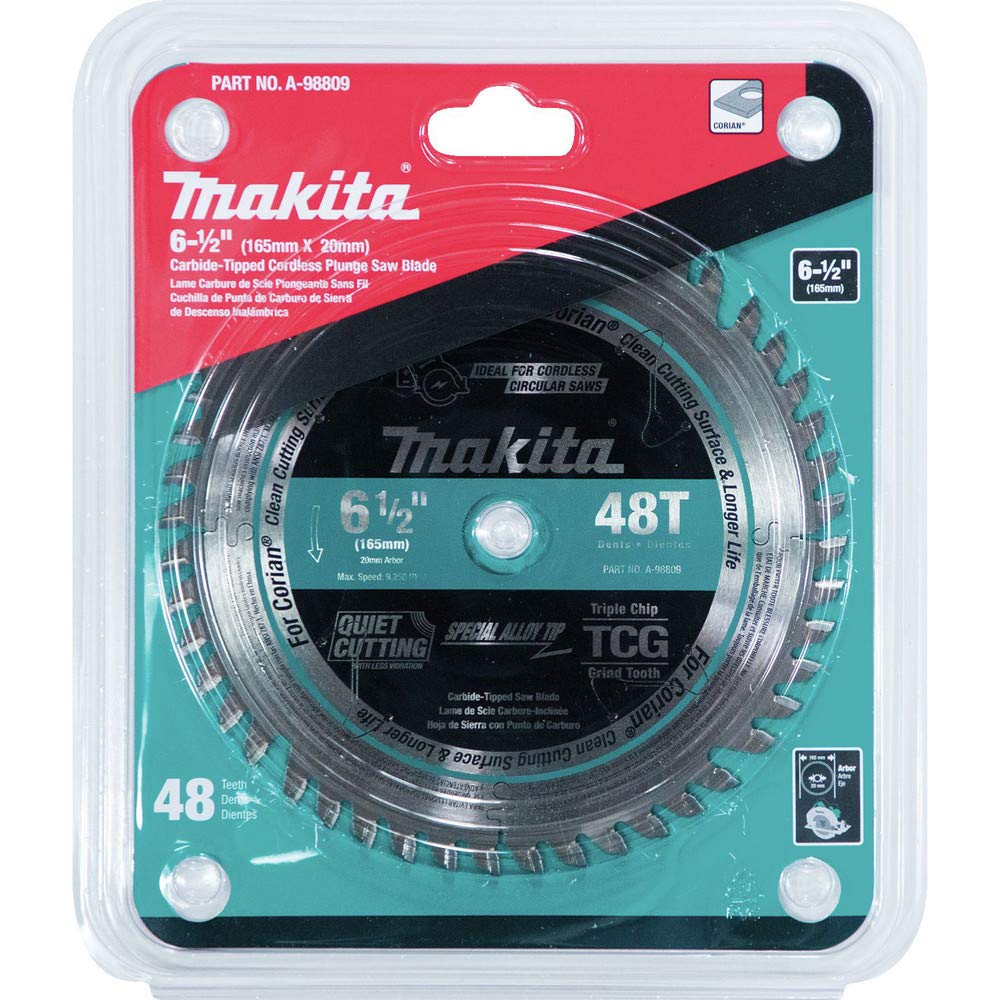 Makita A-98809 6-1/2" 48T Carbide-Tipped Cordless Plunge Saw Blade