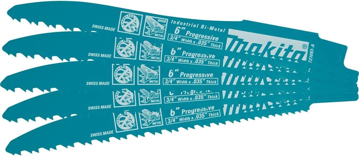 Makita 723083-A-5 6-Inch Prog. Cordless Recip Blade, 5-Pack