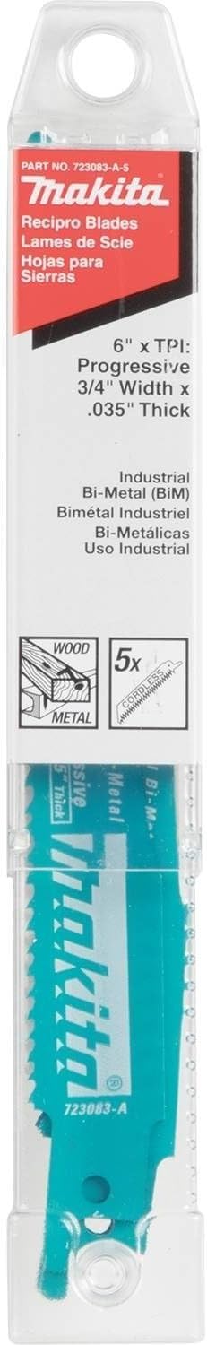 Makita 723083-A-5 6-Inch Prog. Cordless Recip Blade, 5-Pack