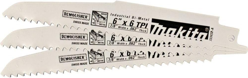 Makita 723072-A-3 6-Inch 6-TPI Demolition Reciprocating Saw Blade