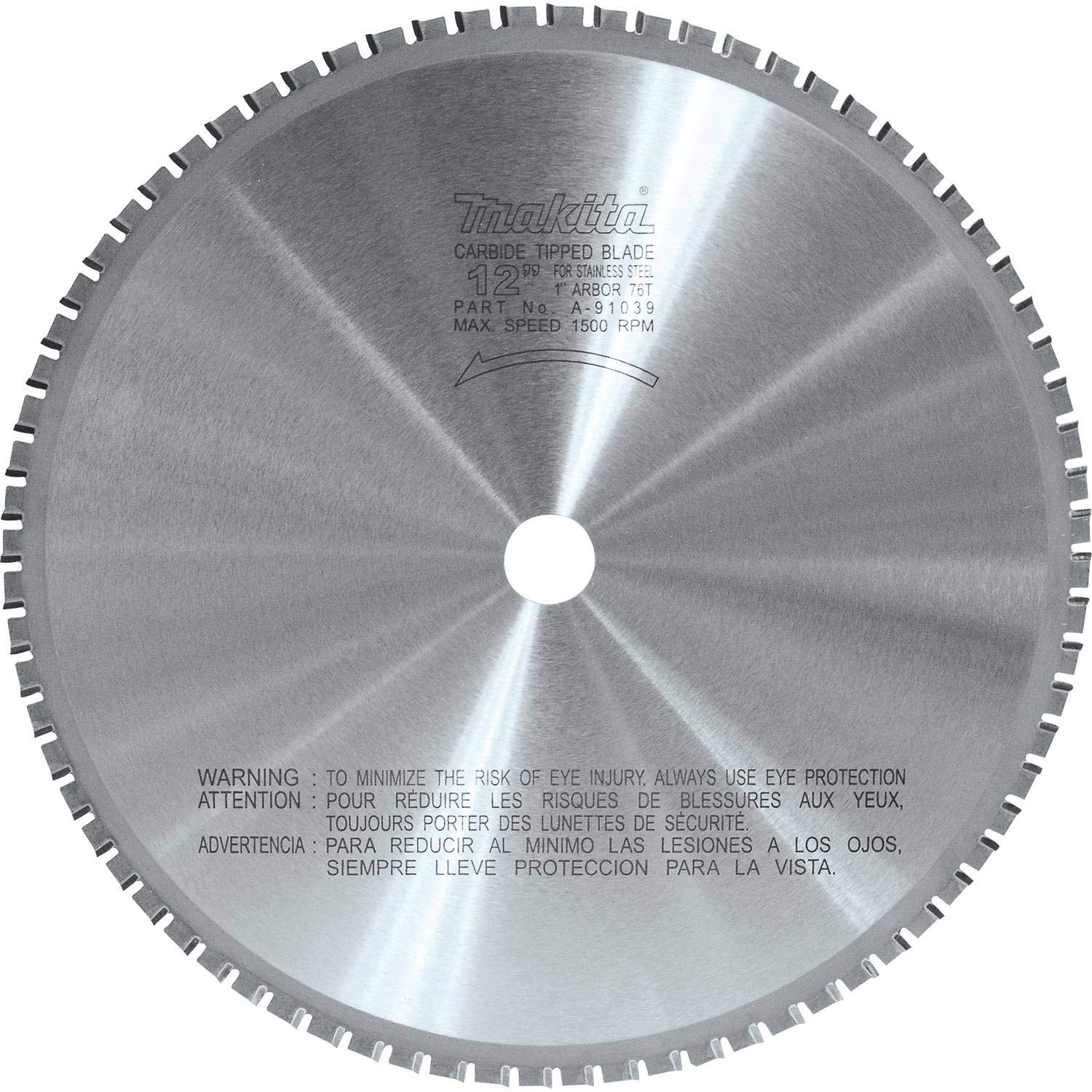 Makita A-91039 12-Inch 76-Teeth Stainless Steel Carbide-Tipped Saw Blade, Silver