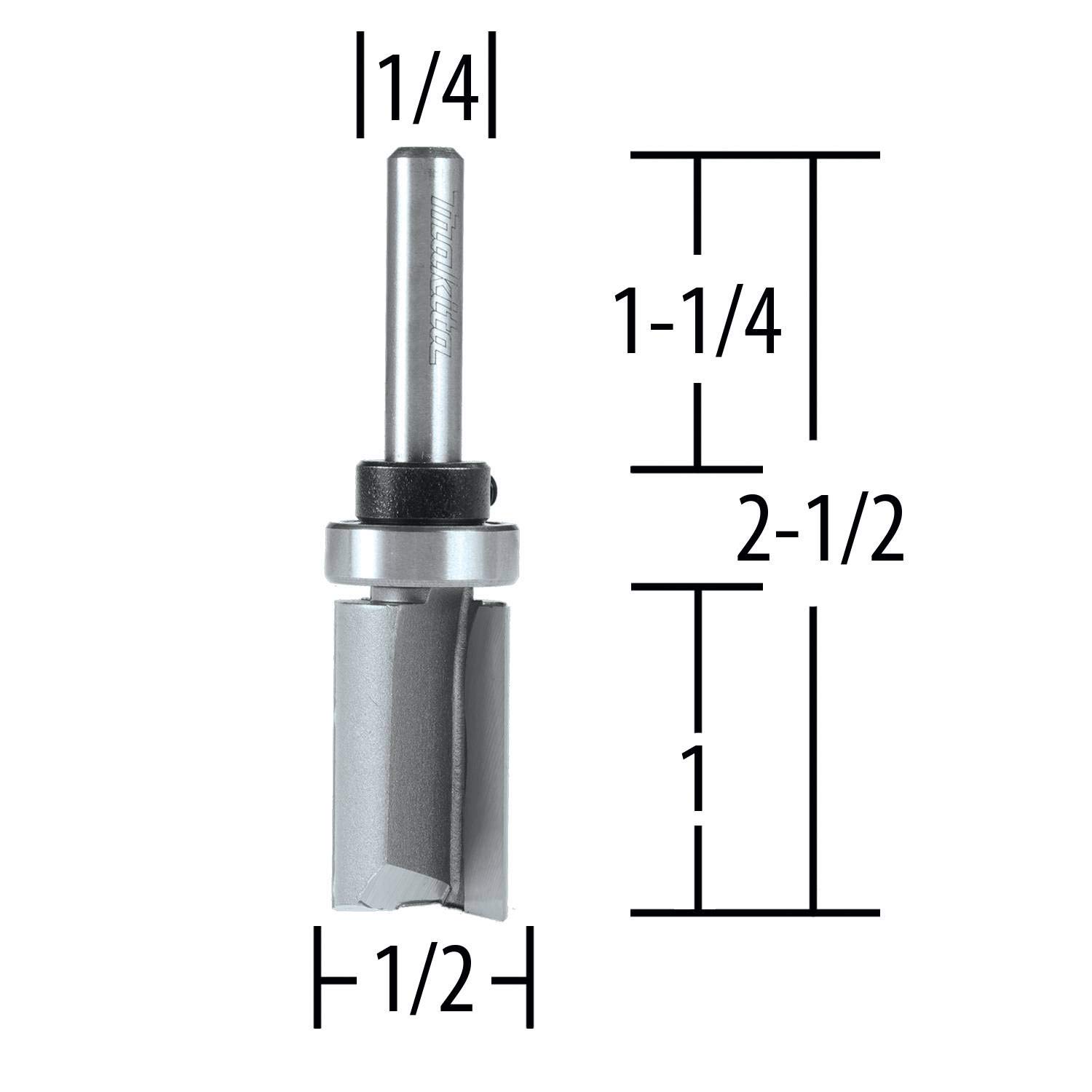 Makita 733012-1A Router Bit Top Ball Bearing Straight 1/2-Inch